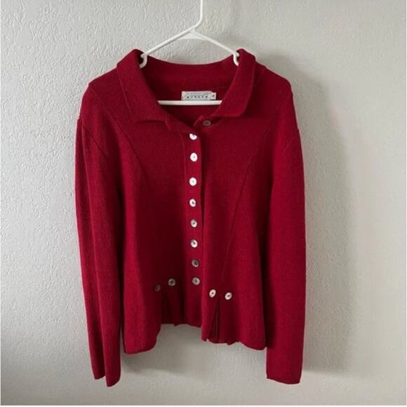 Willow Cherry Red Button Front Jacket - Picture 1 of 5